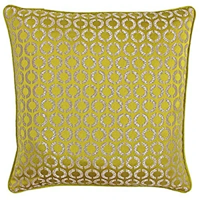 Image of Riva Paoletti Piccadilly Polyester Filled Cushion Gold and Silver Geometric Circle Front Purple Reverse Jacquard Weave Piped Edges 100% 50 x 50cm (20&quot; 20&quot; inches)