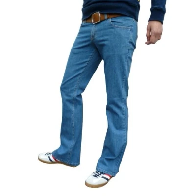Image of Fuzzdandy Mens Blue Bootcut Flared Jeans 30 32 34 36 (36 Waist Leg)