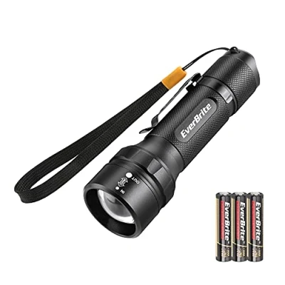 Image of EverBrite LED Flashlight 400 Lumens, 4 Mode, IPX4 Waterproof, Adjustable Focus Zoomable Aluminum Flashlight, Small for Camping, Outdoor with Batteries