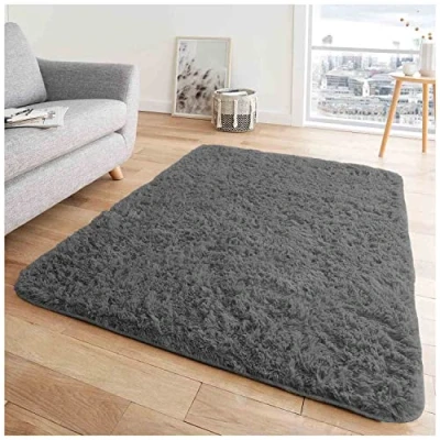 Image of GC GAVENO CAVAILIA Shaggy Rugs For Living Room Super Soft Bedroom Rug Non Slip Floor Fluffy Charcoal 80X150