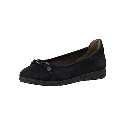 Image of Tamaris Comfort Women&#039;s 8 82102 41 Leder Fit Wechselfußbett Damenschuh mit Kette Alltagsschuhe Business Ballet Flat, Navy, 3 UK
