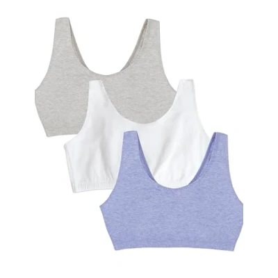 Image of Fruit of The Loom Women&#039;s Built Up Sports Bra, Grey White/Black 3 Pack, 34