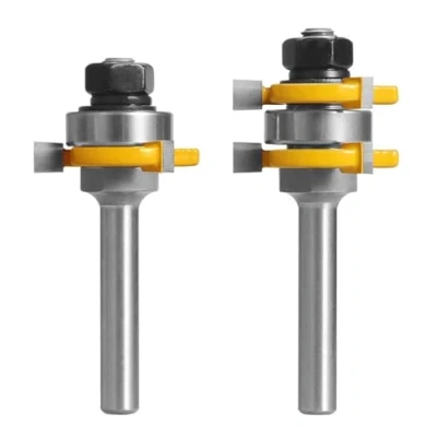 Image of 2pcs/set Tongue And Groove Router Bits Set With 8mm Shank, Joint Assemble T Slot Milling Cutter 3 Teeth Shape Woodworking Tool