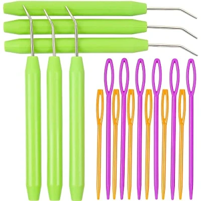Image of CENPEK 18 Pieces of Loom Crochet Hook Sets, 6 Pcs Knitting Hooks, 12 Colorful Sewing Needles, Big Eye Yarn Needles for Craft DIY