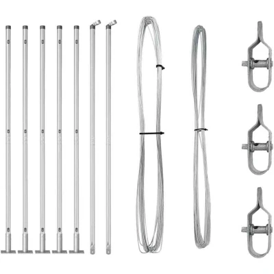 Image of vidaXL Fence Posts with Base Plates 7 pcs Ø32mm 68,5cm Galvanised Steel