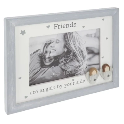 Image of Shudehill Giftware Pebble Angel 6x4 Grey Photo Frame Mum, Nan, Daughter, Auntie, Friends, Sister, Family Sentimental Boxed Gift (Friends)