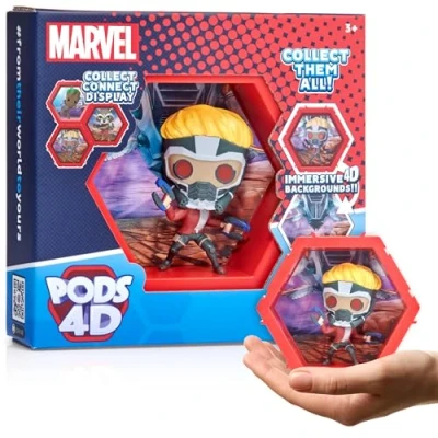 Image of WOW! PODS 4D Marvel Starlord, Connectable Collectable Bobble head figure that Bursts from their World into Yours, Wall or Shelf Display, Toys and Gifts, Series 1 no. 455