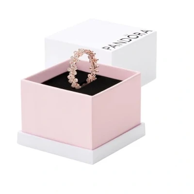 Image of Pandora Garden Daisy 14k rose gold plated ring with clear cubic zirconia, 48