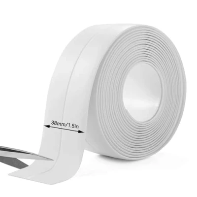 Image of 10.5ft White Bath Sealant Strip, Waterproof PVC Self Adhesive Caulk Tape Wall Corner Edge Trim Sealing for Bathtub, Shower Tile, Kitchen Countertop, Sink, Bathroom, Toilet