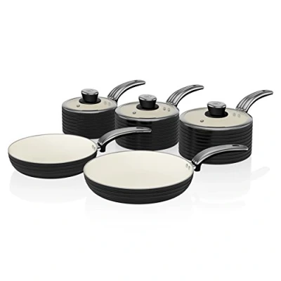 Image of Swan Retro 5 Piece Pan Set Black