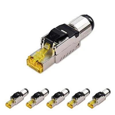 Image of Cable Matters 6 Pack Tool Free Shielded RJ45 Connector Cat 8, Cat8 Field Termination Plug, Connector, Plug