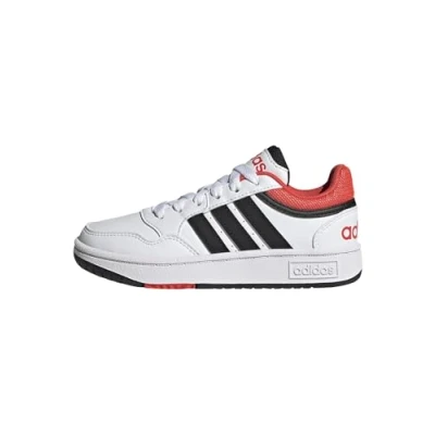 Image of adidas Boy&#039;s Unisex Kids Hoops Shoes, Cloud White/core Black/Bright red, 10 UK Child