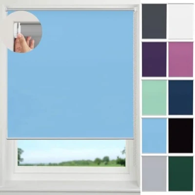 Image of Roller Blinds 40 x 50 cm, No Drill Insulated UV Protection, Blackout Shades Blind with Fittings Waterproof Fabric for Any Windows Door Office, Blue