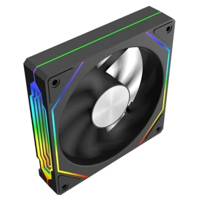 Image of CiT Eclipse PC Case Cooling Fan 120mm Black With Aluminium Medallion Center, Two Sided Infinity Mirror, PWM Silent 800 1600 RPM &amp; ARGB 5V 3pin Aura Sync