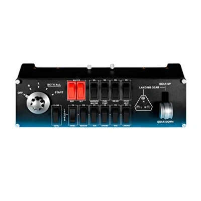Image of Logitech G Saitek Pro Flight Switch Panel, Professional Simulation Controller, LCD Display, Five Position Magneto Dial, Realistic Gear Control, USB, PC Black