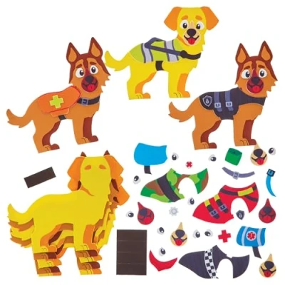 Image of Baker Ross FN069 Service Dog Magnet Kits Pack of 8, Educational Arts and Crafts Kits, Learning Resources