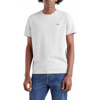 Image of Levi&#039;s Men&#039;s Ss Original Housemark Tee Core Chesthit Logo T Shirt, Light Mist Heather, XS