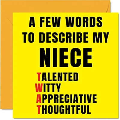 Image of Rude Birthday Cards for Niece Few Words Describe Tw*t Joke Happy Card from Auntie Uncle, Banter Gifts, 145mm x Offensive Greeting Gift