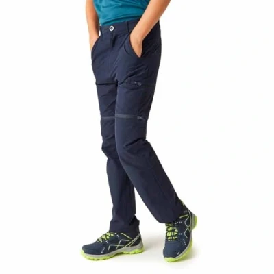 Image of Regatta Kids Water repellent Highton Stretch Zip Off Walking Trousers Navy, Size: 15 16 Years