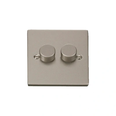 Image of Click Deco 2 Gang Way 100W LED Dimmer Switch Pearl Nickel