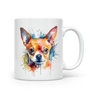 Image of Anonymous Gifting Chihuahua Dog Watercolour Print Mug Beautiful Glossy Printed