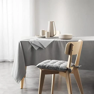 Image of Douceur d&#039;Intérieur, Rectangular Tablecloth 140 x 240 cm Recycled Cotton Plain Mistral Grey China 1731158
