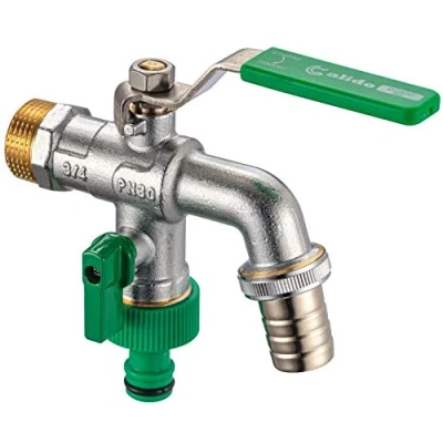 Image of 3/4&quot; Inch BSP Double Outlet Garden Outdoor Tap Ball Valve Faucet Hose Fitting