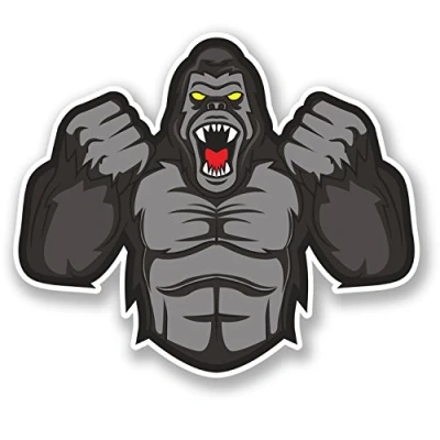 Image of 2 x Gorilla Vinyl Sticker Decal Bike Laptop Car Helmet Ape Monkey Fun #4742 (10cm Wide 8.5cm Tall)