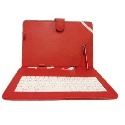 Image of 10.1&quot;Inch PU Leather Case Cover Micro USB Keyboard Stylus for Android Tablet Red