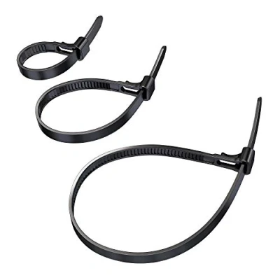 Image of KabelDirekt cable ties reusable with extra high tensile strength (black for heavy duty and sustainable usage, flexible management) 3x40 Pieces, 100, 150, 200mm x 7.4mm