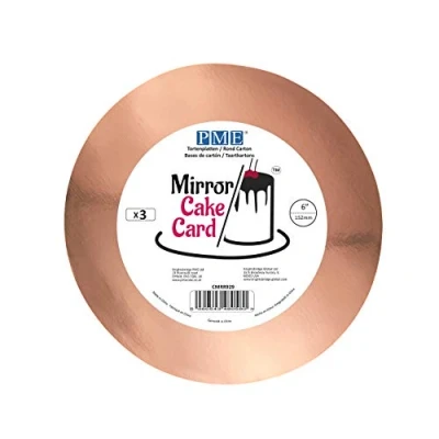 Image of PME CMRR929 Mirror Cake Card Round Metallic Rose Gold Pack of 3 15cm/6 Inch