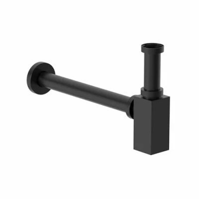 Image of Baystone® Bottle Trap Bathroom Sunk Tap Waste Pipe Set Exposed Traps for Washstand Basin Outlet, Black, Square