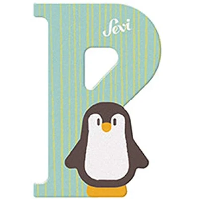 Image of Letter P Penguin Sevi Wooden Letters for Children&#039;s Bedroom Decor 10cm Animal Alphabet Model 83016