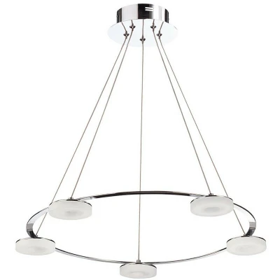 Image of Nimbus Pendant 5 Light 25W LED 3000K, 2200lm, Polished Chrome/Frosted Acrylic
