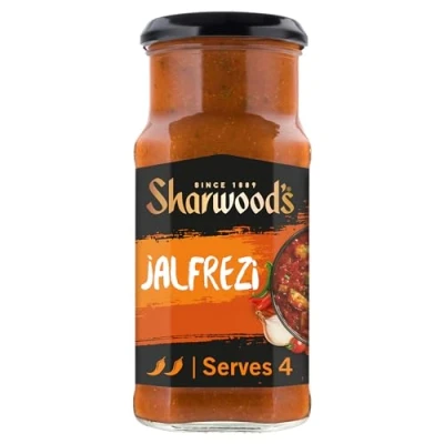 Image of Sharwood&#039;s Jalfrezi Medium Curry Cooking Sauce, 420 g Jar (Pack of 1)