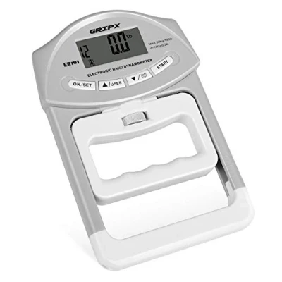 Image of Digital Hand Dynamometer Grip Strength Measurement Meter Auto Capturing Electronic Power 198Lbs / 90Kgs, Grey
