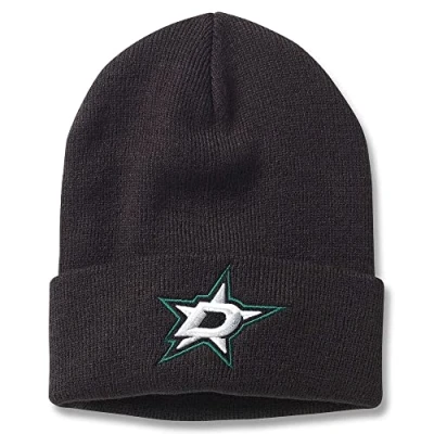 Image of AMERICAN NEEDLE National Hockey League NHL Team Unisex Beanie Hat, Cuffed Knit Collection Headwear, Black (Dallas Stars), One size
