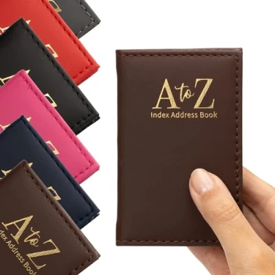 Image of Index Address Book Leather Look Cover Executive Padded Small Sizes Notebook A Z (Brown)