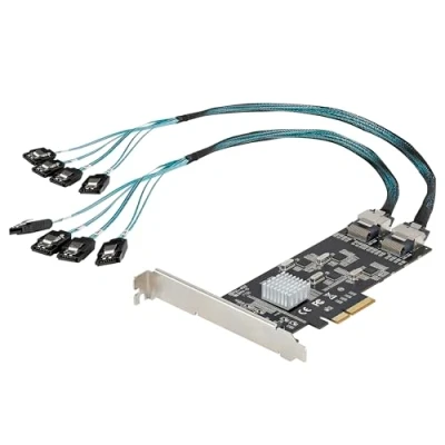 Image of StarTech.com 8 Port SATA PCIE Card PCI Express 6Gbps Expansion Adapter with 4 Host Controllers Controller e x4 Gen 2 to III HDD/SSD (8P6G CARD)