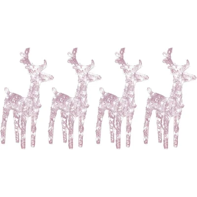 Image of vidaXL Christmas Reindeers 4 pcs Warm White 160 LEDs Acrylic