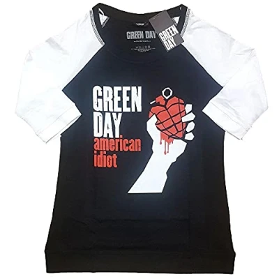 Image of Green Day T Shirt American Idiot Band Logo Official Raglan 3/4 Sleeve Womens XXXL