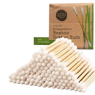 Image of MantraRaj 200PC Bamboo Cotton Buds 100% Eco Friendly Biodegradable Ear Wooden Handles for Cleaning,Makeup Cleaning,Keyboard Cleaning,Wound Cleaning etc