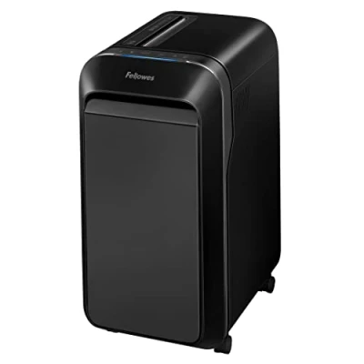 Image of Fellowes 20 Sheet Paper Shredder for Office Use 100% Jam Proof Mini Cut LX220 Shreds 30 Minutes Powershred with Large Litre Pull Out Bin DIN Level P4 Black