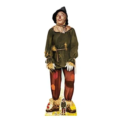 Image of Star Cutouts Ltd SC974 The Scarecrow from Wizard of Oz Life Size Cardboard Cut Out with Mini Table top, Multi Colour, 171 x 53 cm