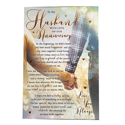 Image of to My Husband Couple Holding Hands Sentiments Anniversary Card Lovely Verse