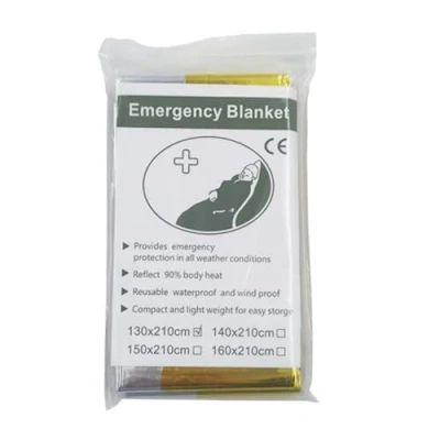 Image of BOOMLATU 1 Pack Emergency Foil Thermal Blanket, 210cm x 130cm Gold Silver Mylar Space Heat Reflective Survival Blankets Perfect for Outdoors, Hiking, Survival, Marathons or First Aid