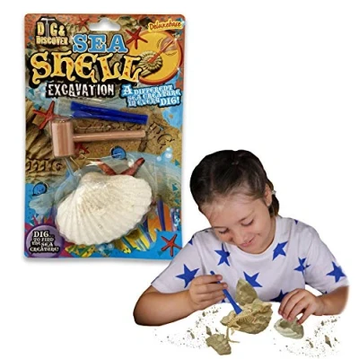 Image of Deluxebase Shell Fossil Dig Kit for Kids, STEM Educational Toy Children