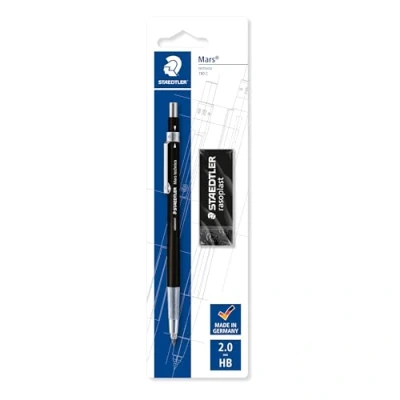 Image of STAEDTLER 780 C BKP6 Mars Technico Leadholder Clutch Pencil with Built In Sharpener HB, 2mm Line Width (Pack of 1 + FREE Eraser)