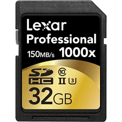 Image of Lexar Professional 1000 x 32GB SDHC UHS II/U3 Card (Up to 150MB/s read) LSD32GCRBNA1000, Black