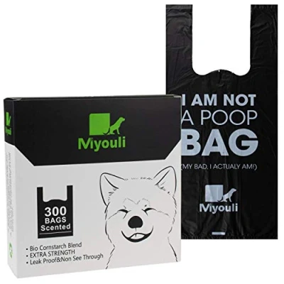 Image of 300 Counts Extra Thick Black Biodegradable Pet Poop Waste Bags With Handles for Dogs,Unscented